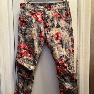G-STAR RAW 3D Tapered Men's Jeans 32x32 Yellow/Red/Army Green Floral